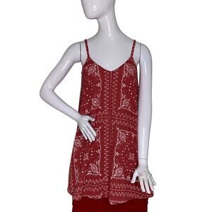 Madewell BohoChic Top Sleeveless Red and White Bandana Style Print Size XXS